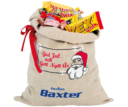Julesekk med innpakket godteri