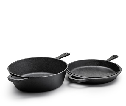 Sautépanne i støpejern med støpejernsstekepanne