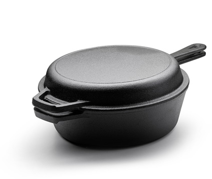 Sautépanne i støpejern med støpejernsstekepanne