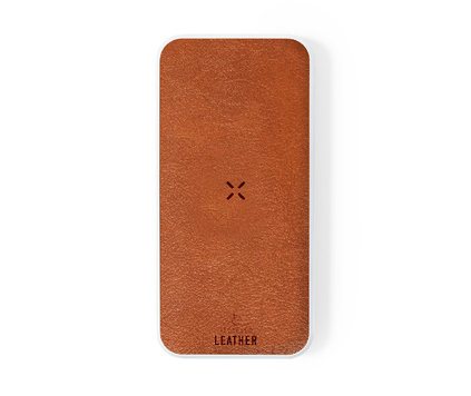 Powerbank-detaljer i resirkulert skinn
