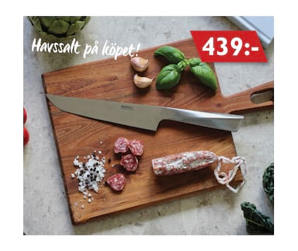 STELTON TRIGONO KOKKEKNIV + havsalt fra Nicolas Vahé