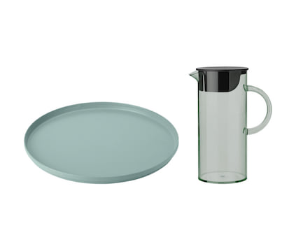 Sett. EM77 kanne med lokk 1,5 l. & EM-brett Ø 40 cm