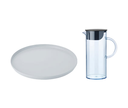 Sett. EM77 kanne med lokk 1,5 l. & EM-brett Ø 40 cm
