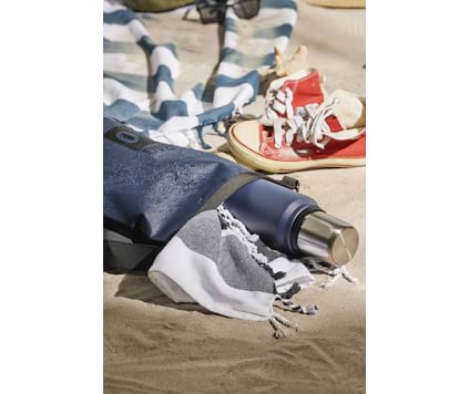 Hamamhåndkle i resirkulert materiale - blå stripe inkludert totebag