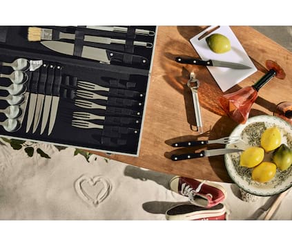 Hamamhåndkle i resirkulert materiale - blå stripe inkludert totebag