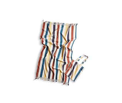 Hamamhåndkle i resirkulert materiale - blå stripe inkludert totebag