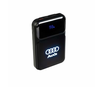 Powerbank 10 000 mAh med innebygde kabler